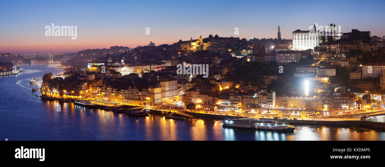 View over the Douro River to Ribeira, Porto, Region Norte, Portugal Stock Photo