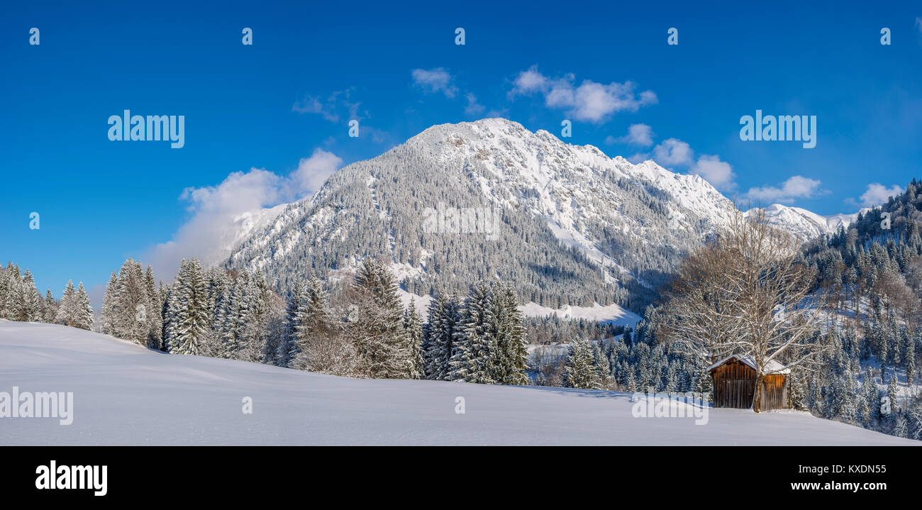 Snowy landscape, behind Schattenberg, 1845m, Oberallgäu, Allgäu, Bavaria, Germany Stock Photo