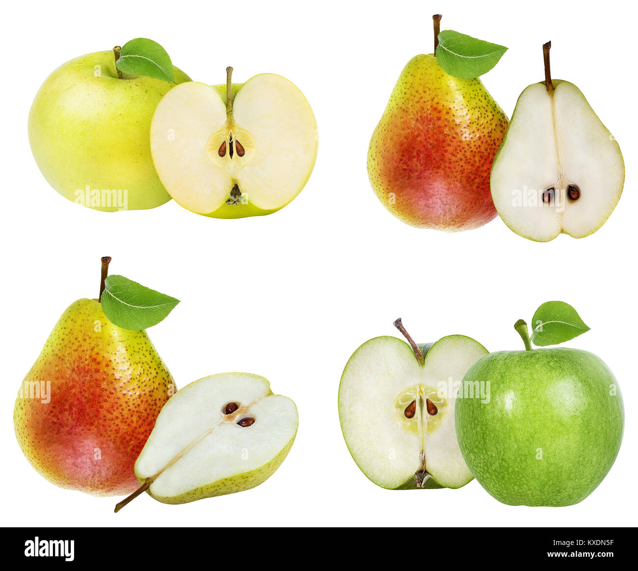 apples and pear isolated on white background Stock Photo