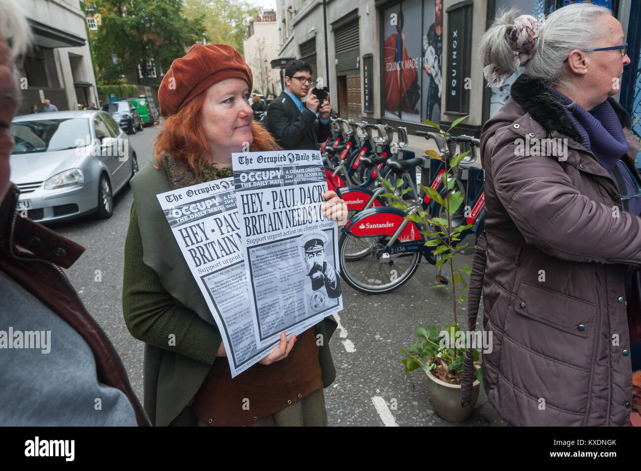 48 hour protest by Occupy aimed at getting the Daily Mail to end its support for fossil fuels and climate deniers and to support policies which mitigate climate change. Stock Photo