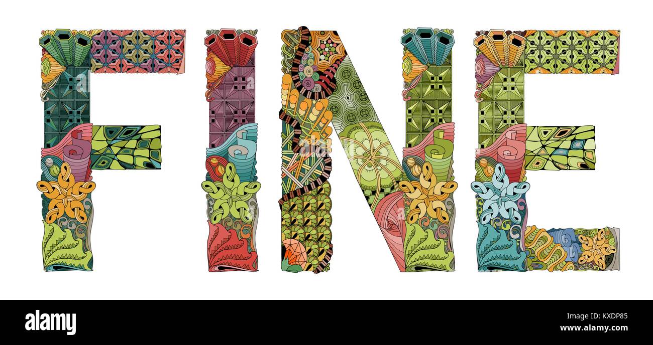 Word FINE. Vector decorative zentangle object Stock Vector Image & Art