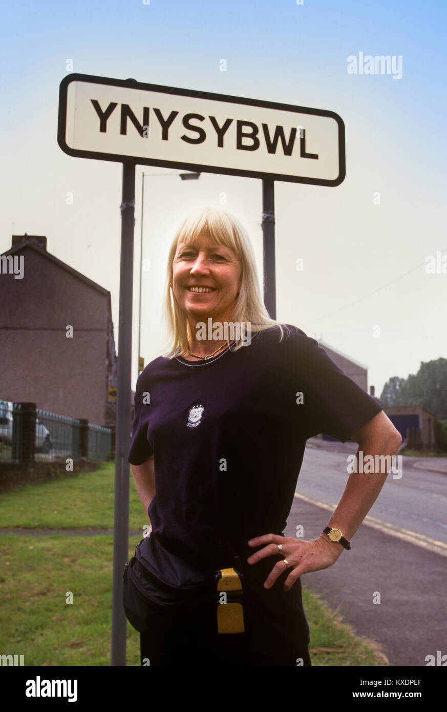 UK, Wales, Ynysybwl, road sign, Welsh language town name