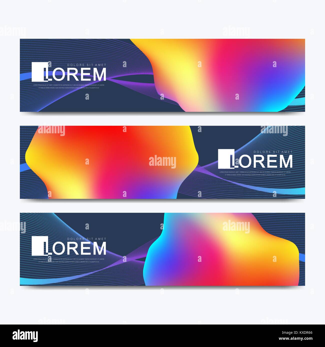 Modern set of vector banner. Abstract fluid 3d shapes vector trendy ...