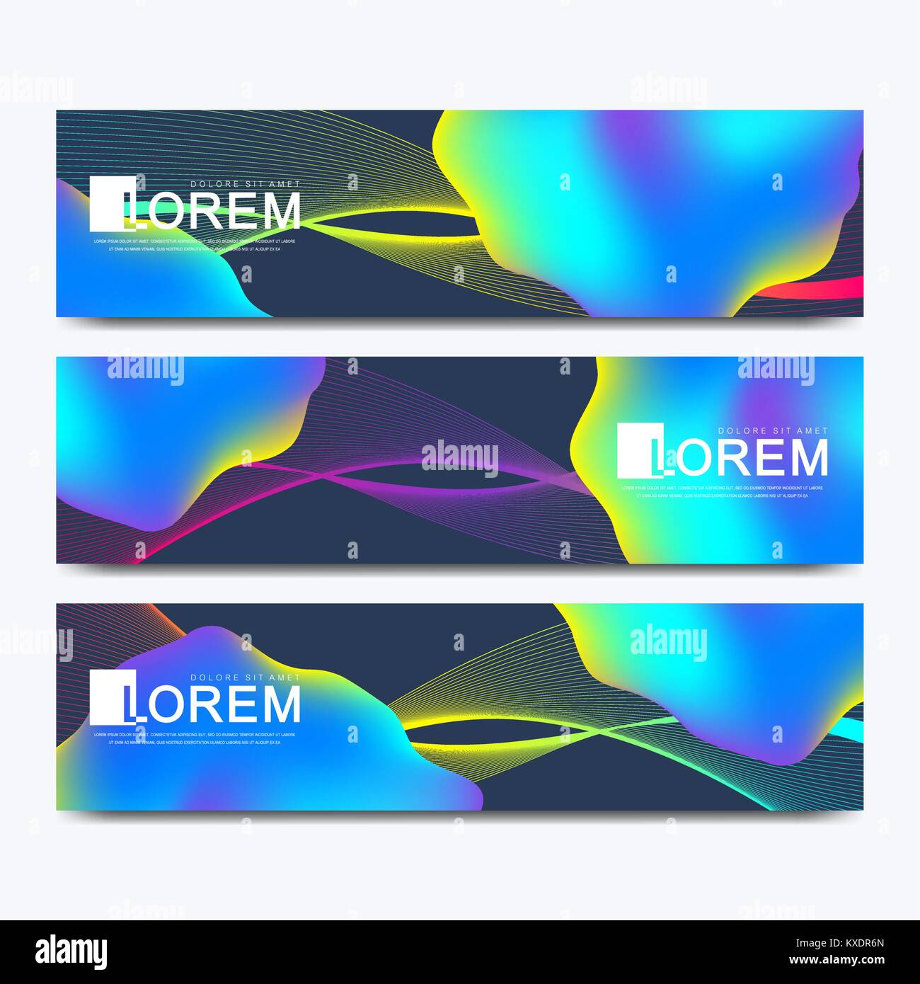 Modern set of vector banner. Abstract fluid 3d shapes vector trendy ...