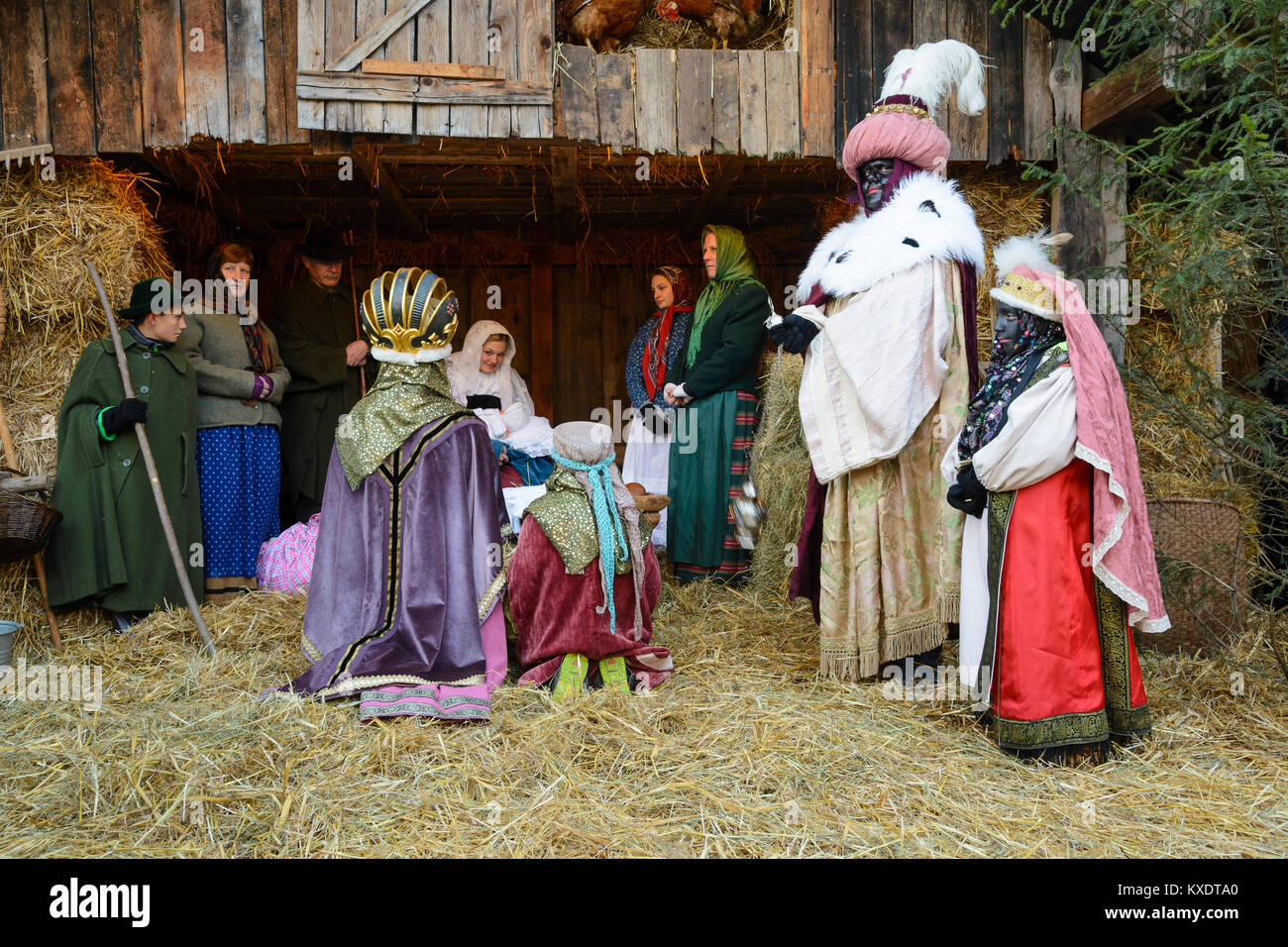 Nativity play, Living crib, Andechs, Upper Bavaria, Bavaria, Germany Stock Photo