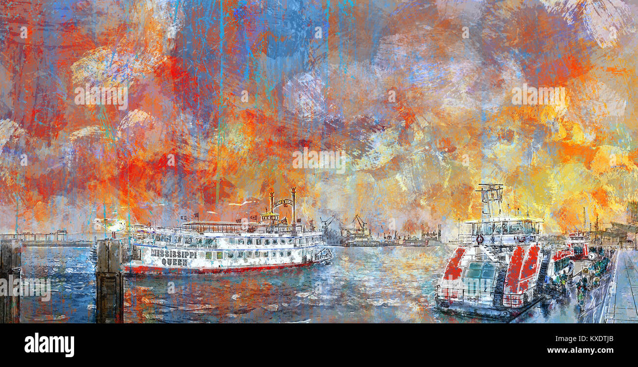Hamburg dock oil painting hires stock photography and images Alamy