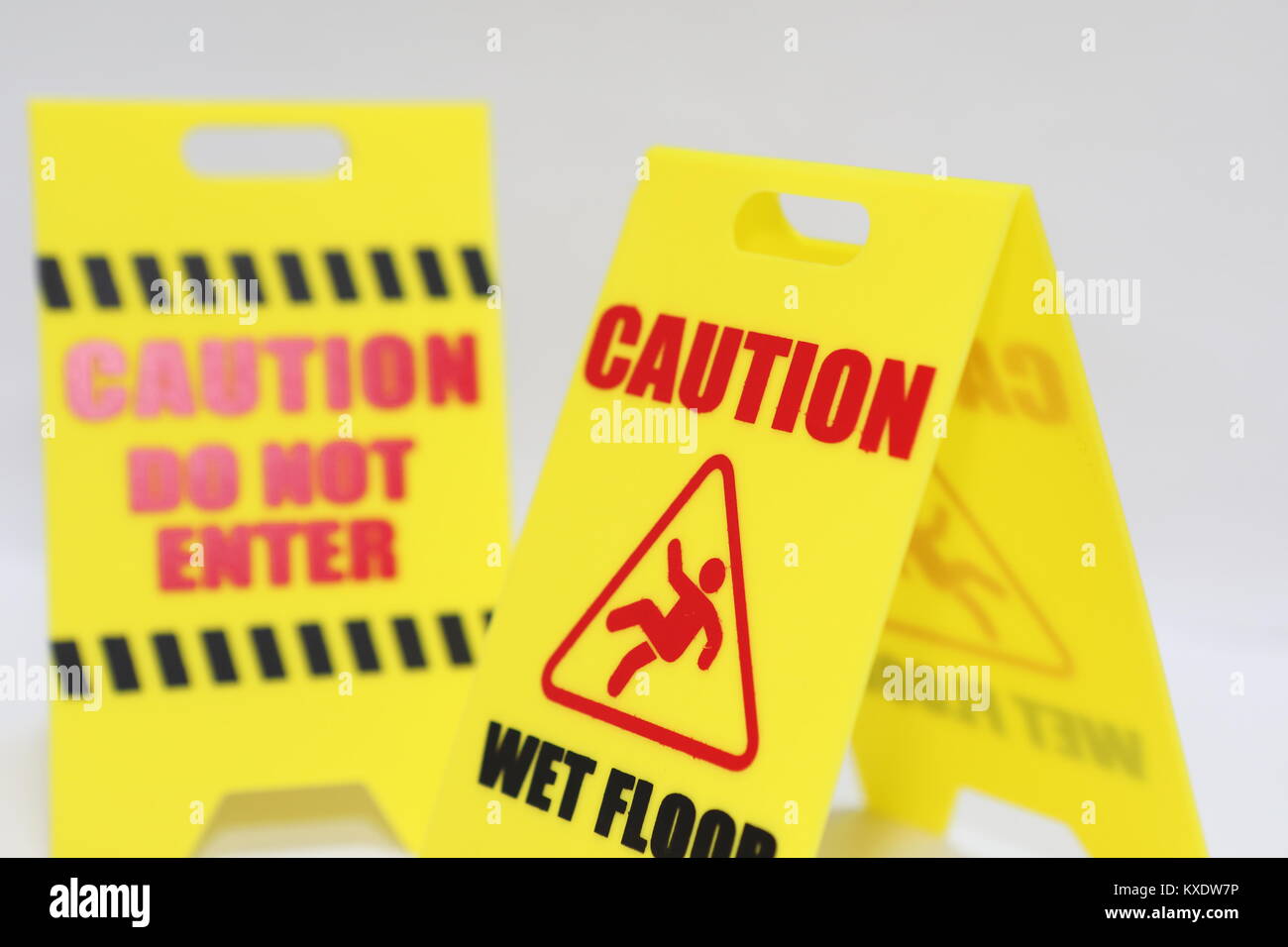 Caution do not enter and wet floor signage isolated Stock Photo Alamy