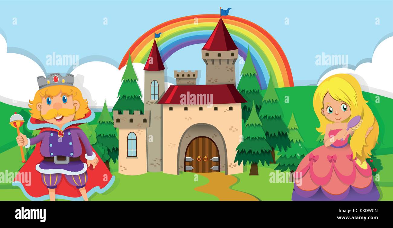 King and queen at the palace illustration Stock Vector Image & Art - Alamy