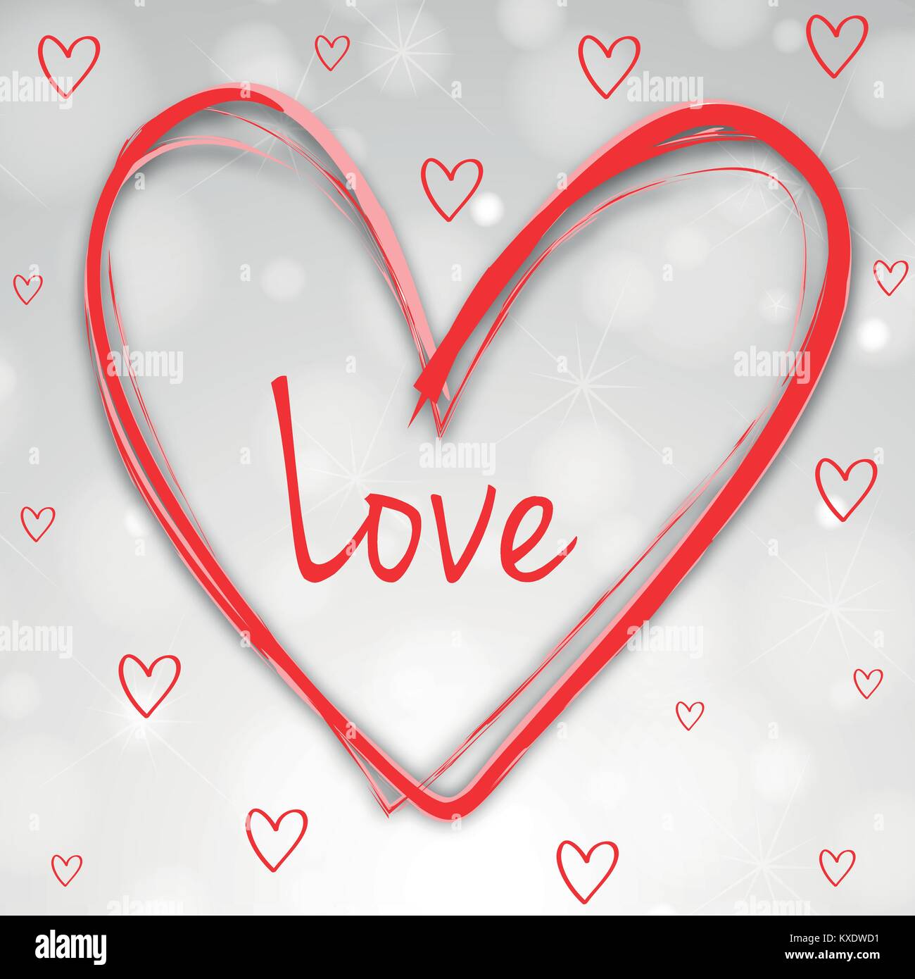 Velentine card template with red hearts illustration Stock Vector Image ...