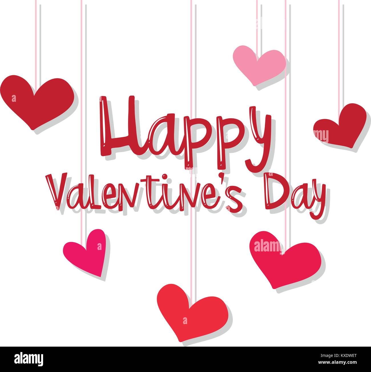 Velentine card template with red and pink hearts illustration Stock ...