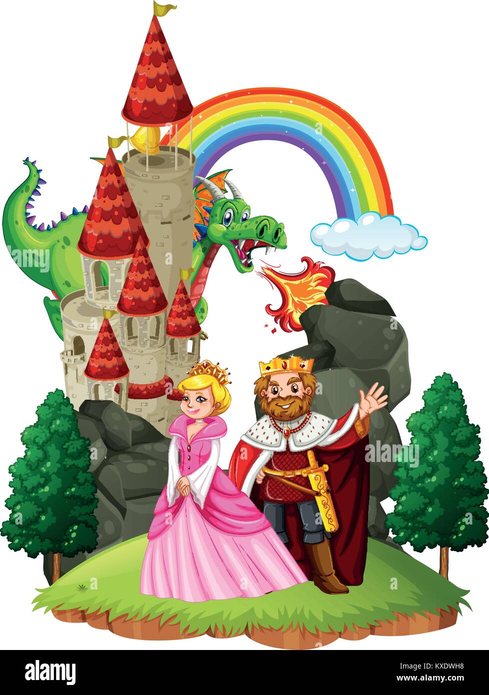 Scene with king and queen at the palace illustration Stock Vector Image ...