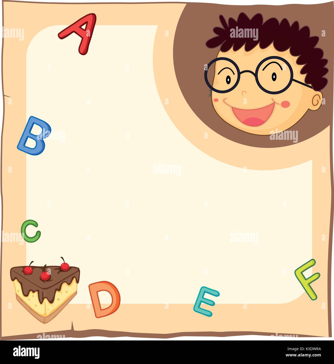 Paper template with boy and alphabets illustration Stock Vector Image ...