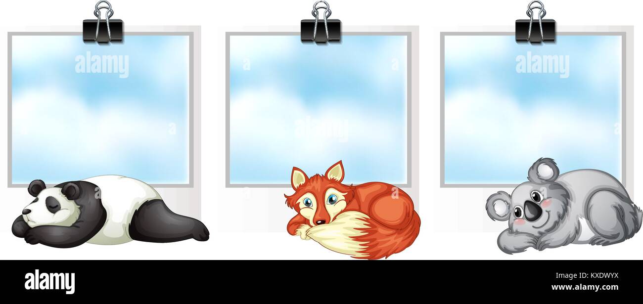 Three banner template with cute animals illustration Stock Vector Image ...