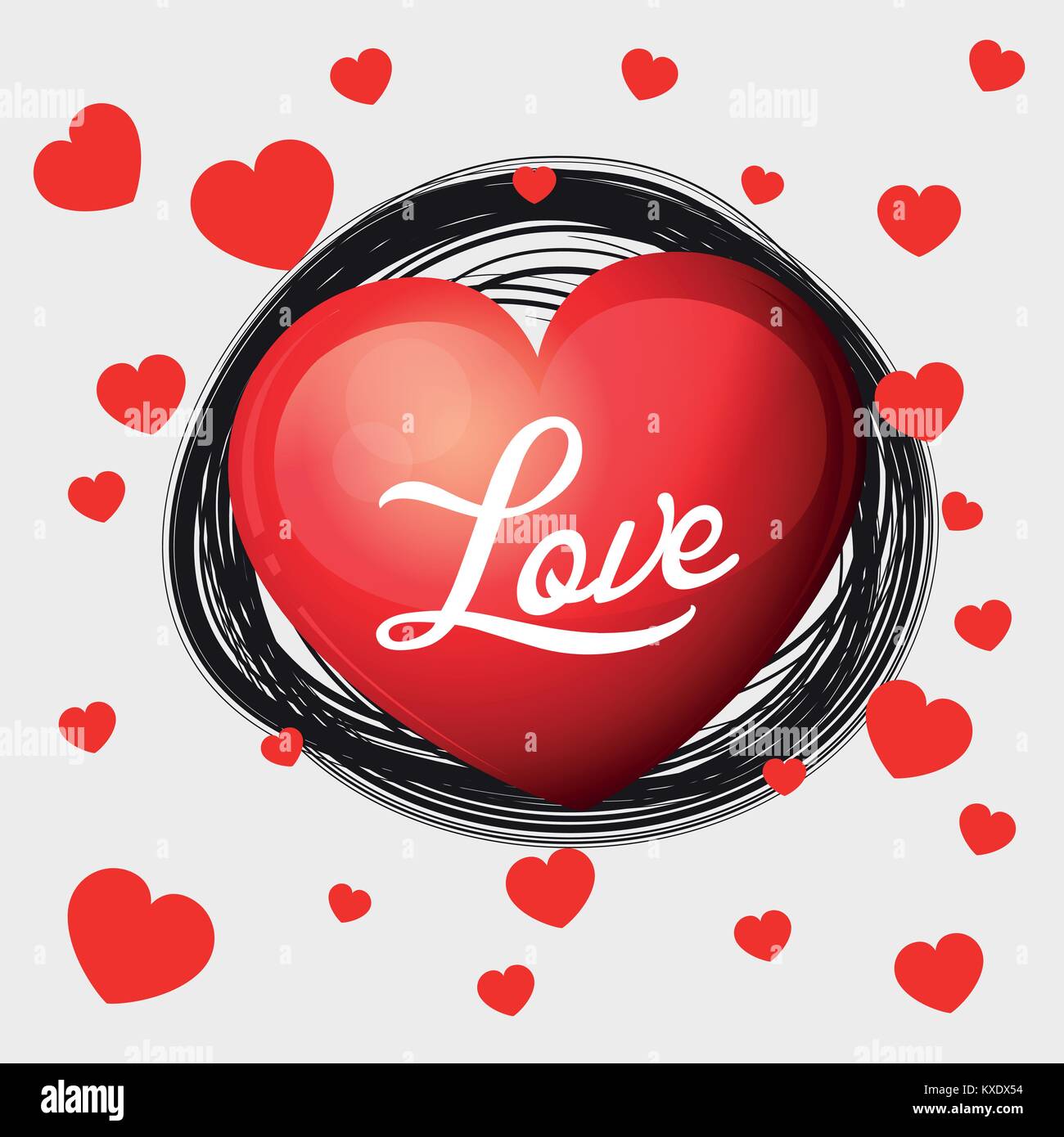 Velentine card template with red hearts on white illustration Stock ...