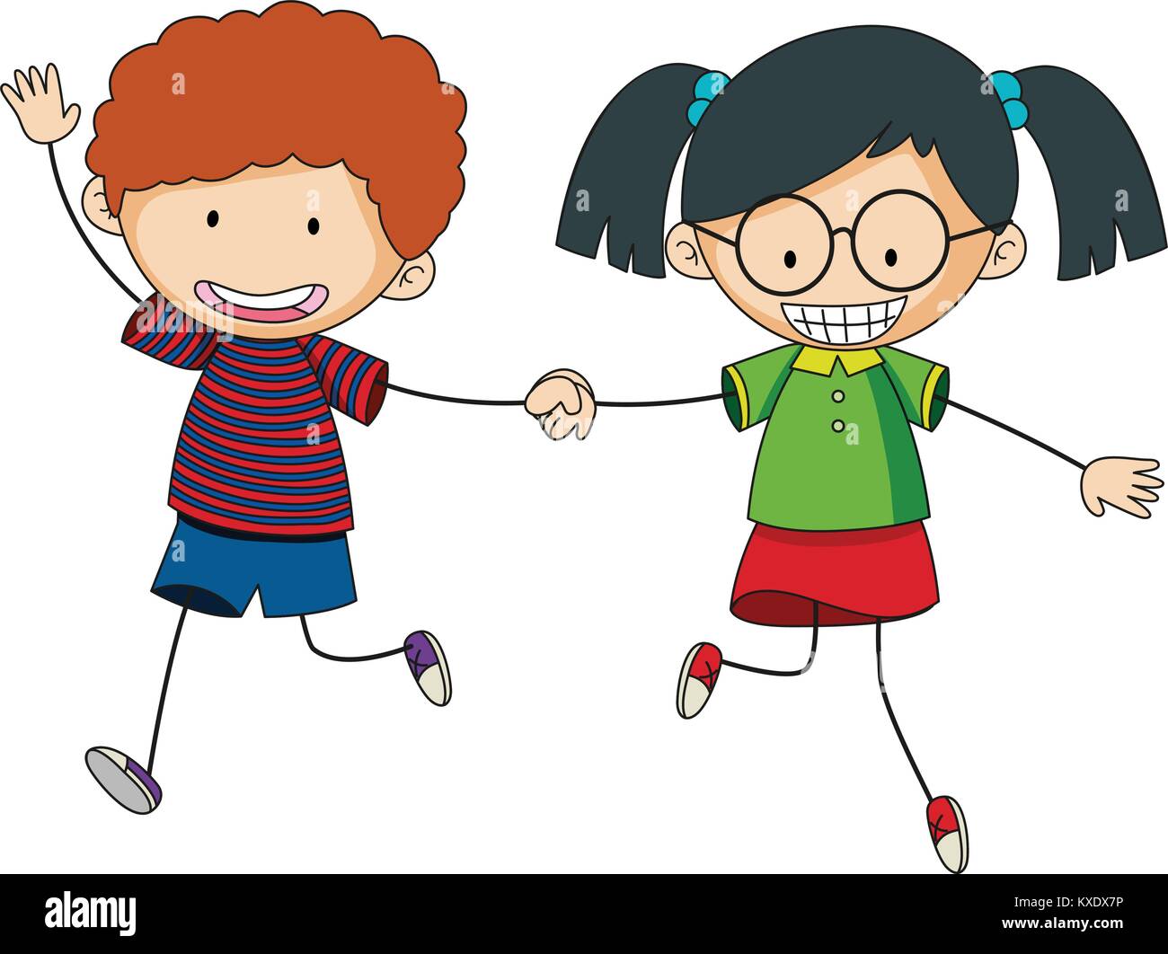 Boy and girl holding hands illustration Stock Vector Image & Art - Alamy