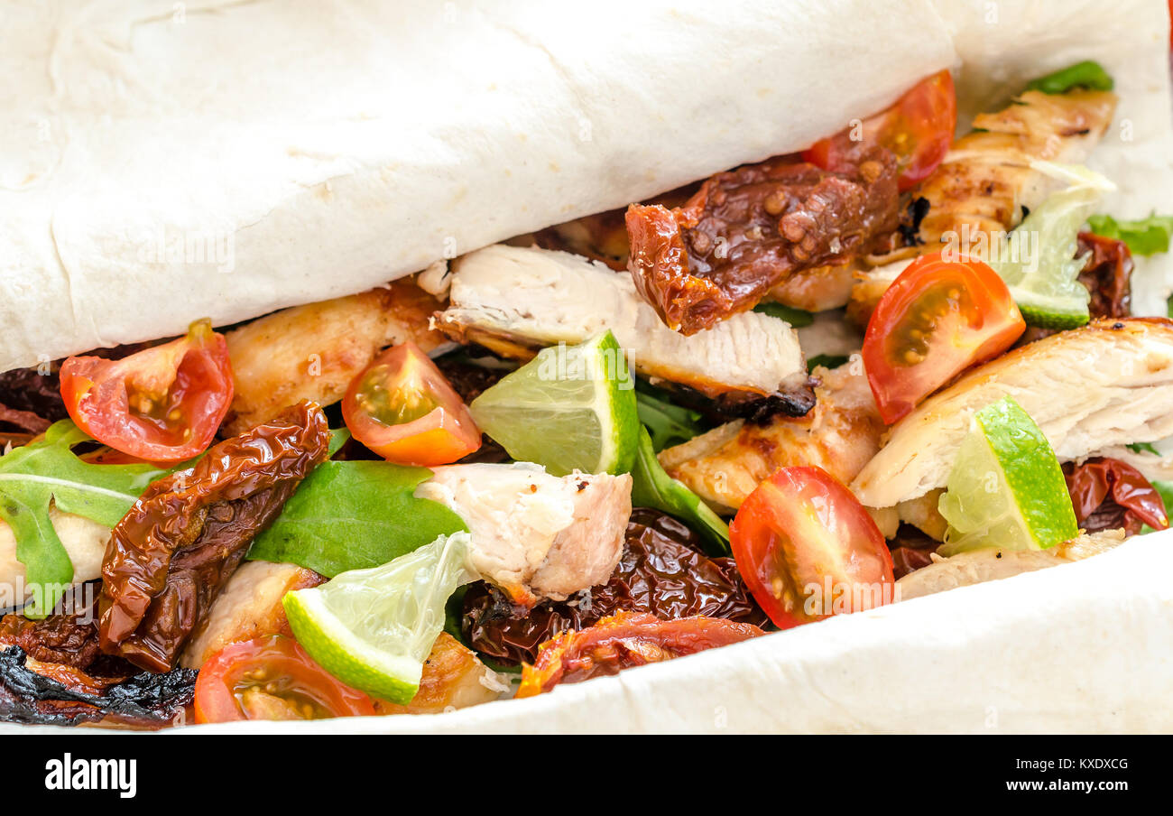 Tortilla with grilled chicken Stock Photo Alamy