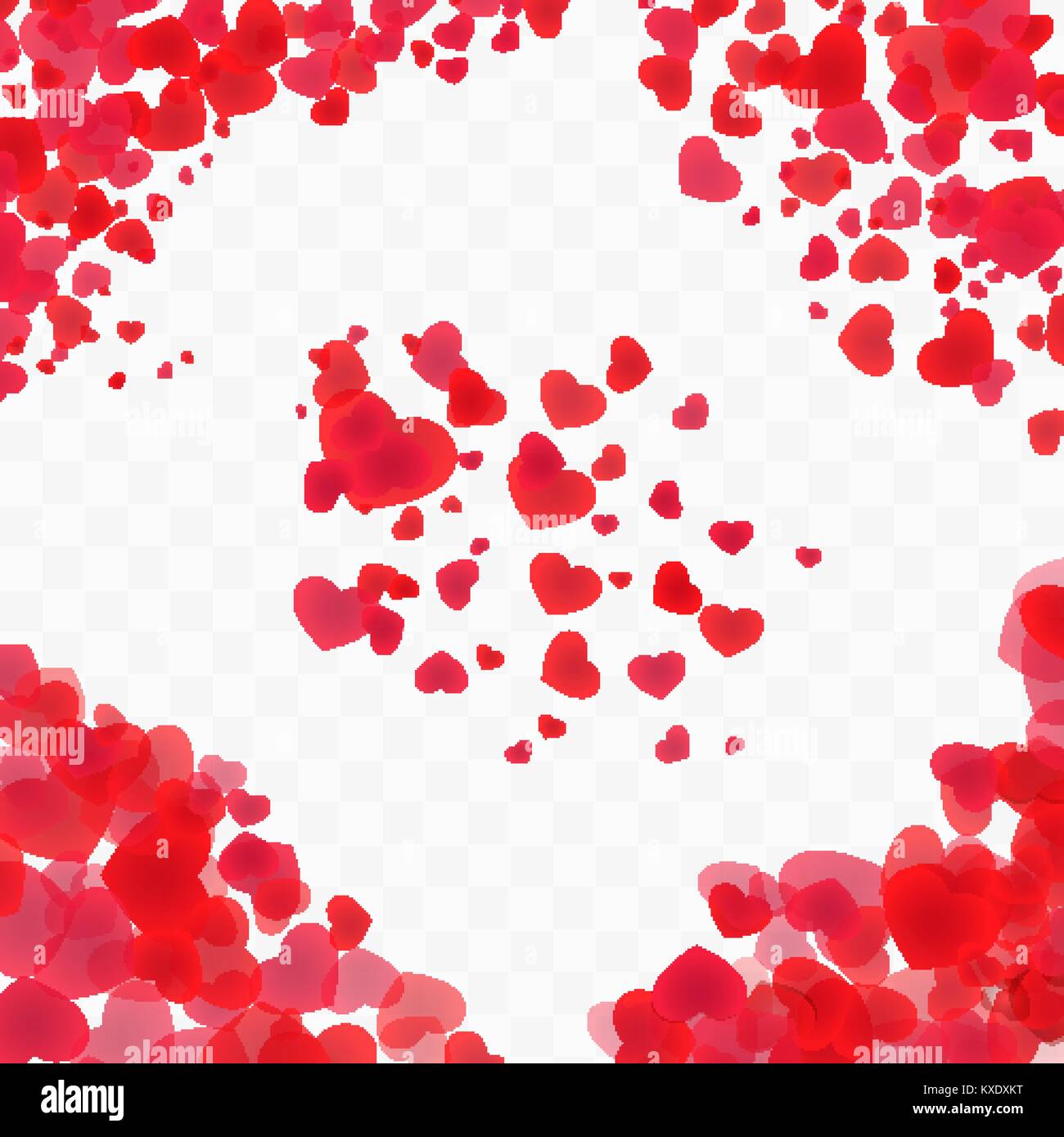Set of heart corners and ornamentation on transparent background Stock Vector