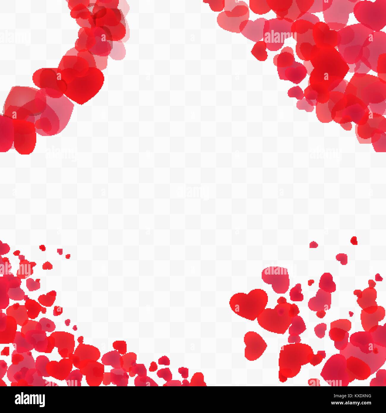 Set of heart corners on transparent background Stock Vector