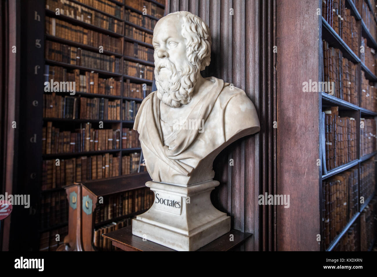 Sculpture of Socrates, The Long Room, Trinity College Library, Dublin, Ireland Stock Photo