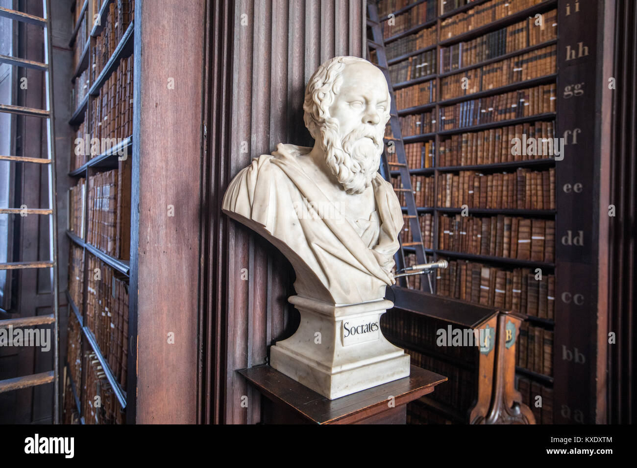 Sculpture of Socrates, The Long Room, Trinity College Library, Dublin, Ireland Stock Photo