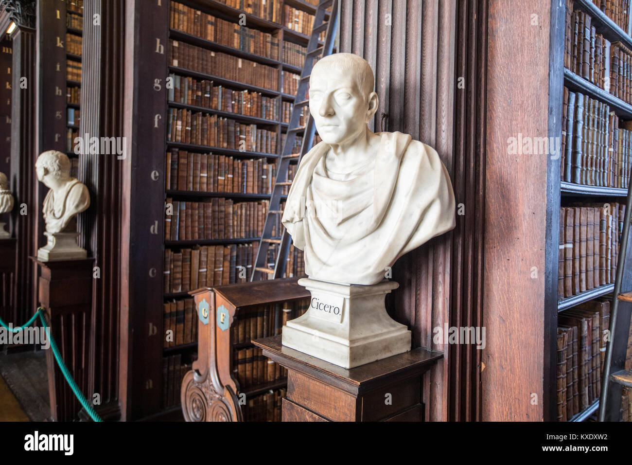 Sculpture of Cicero, The Long Room, Trinity College Library, Dublin, Ireland Stock Photo