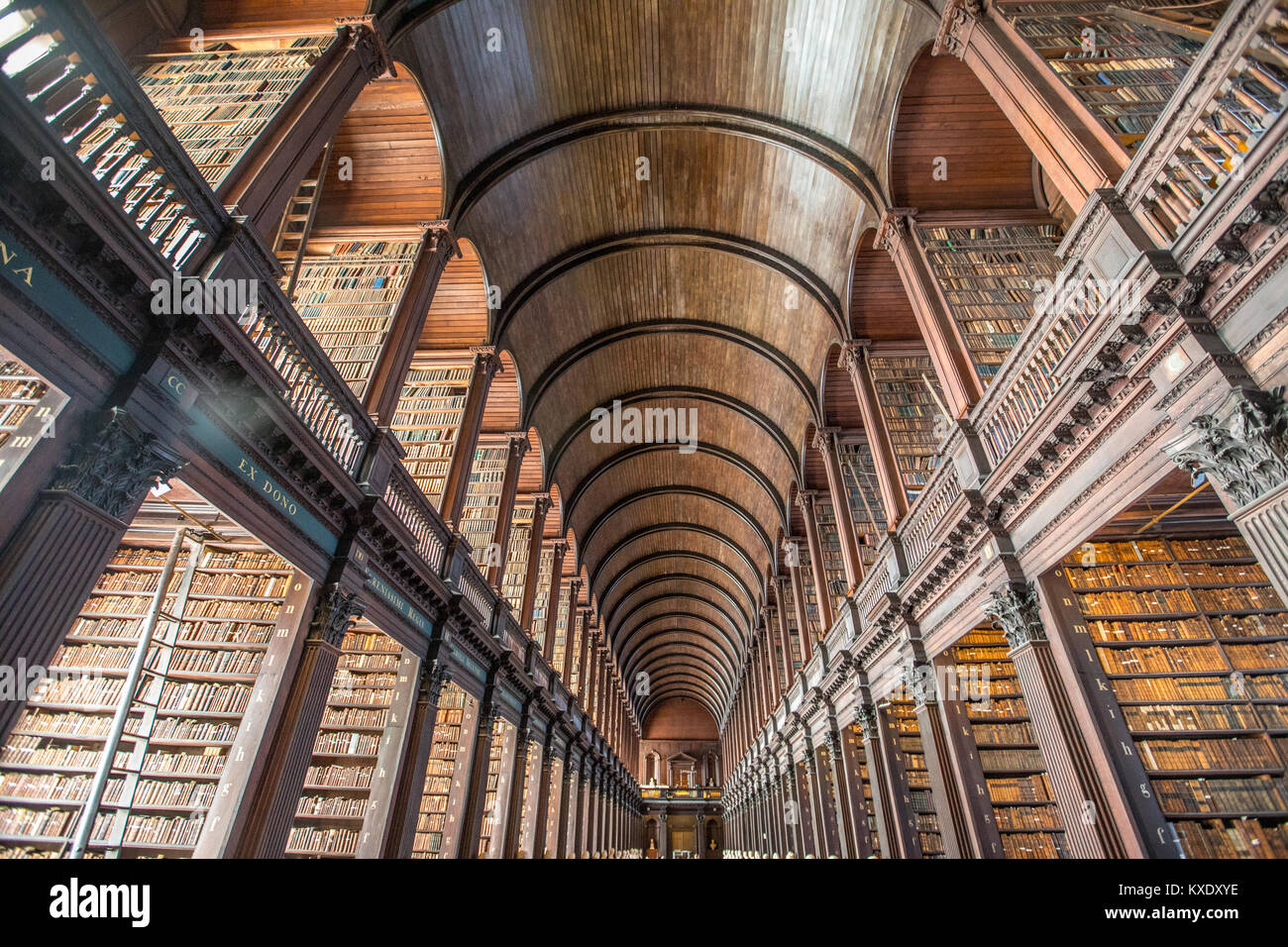 The Long Room, Trinity College Library, Dublin, Ireland Stock Photo
