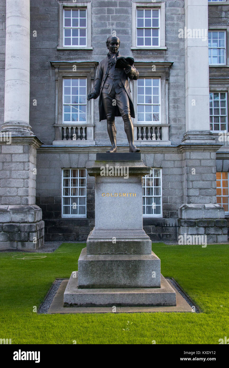 Statue of Oliver Coldsmith, Trinity College Dublin Stock Photo Alamy