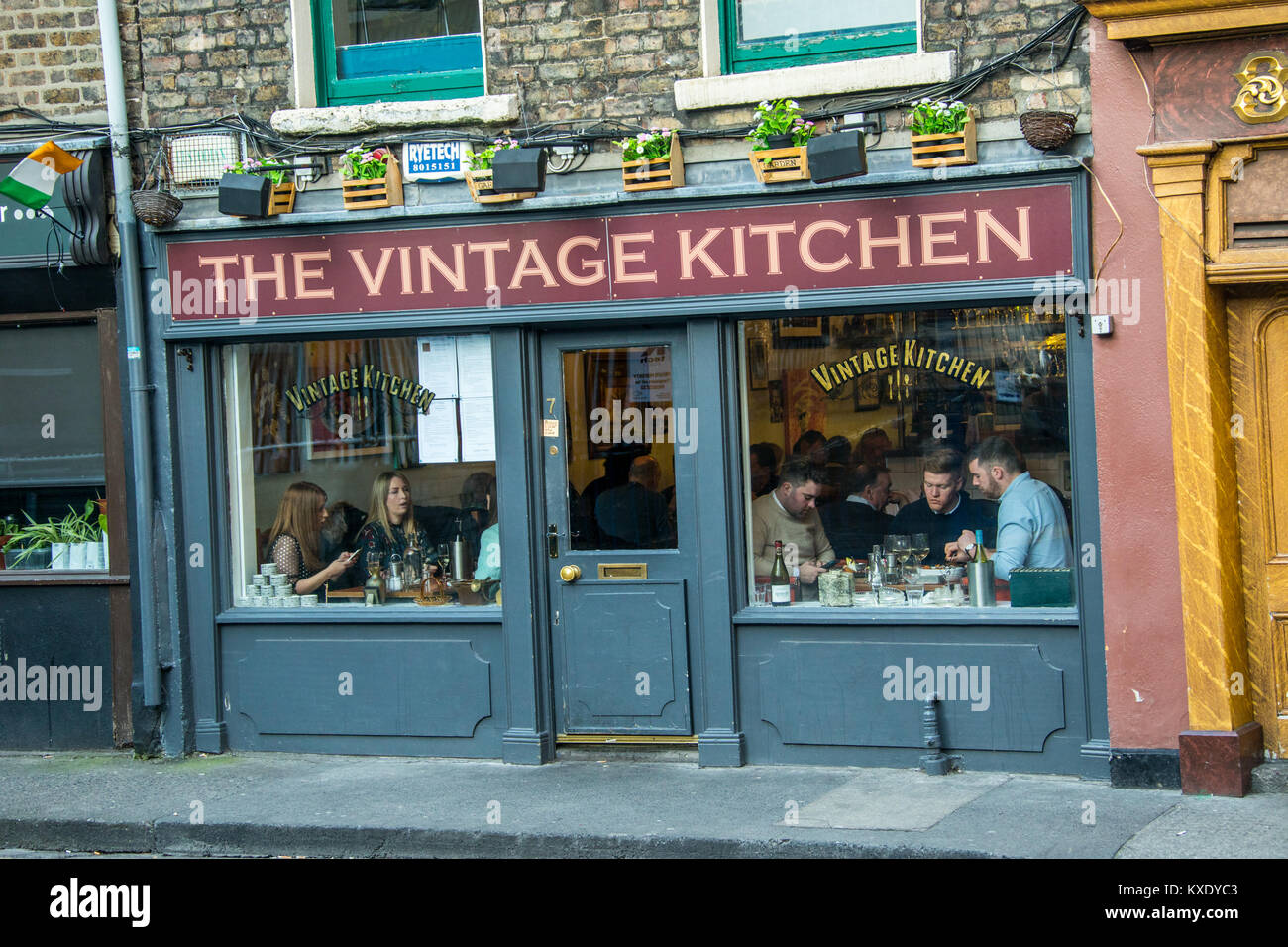Locals eating at The Vintage Kitchen restaurant, Dublin Ireland Stock