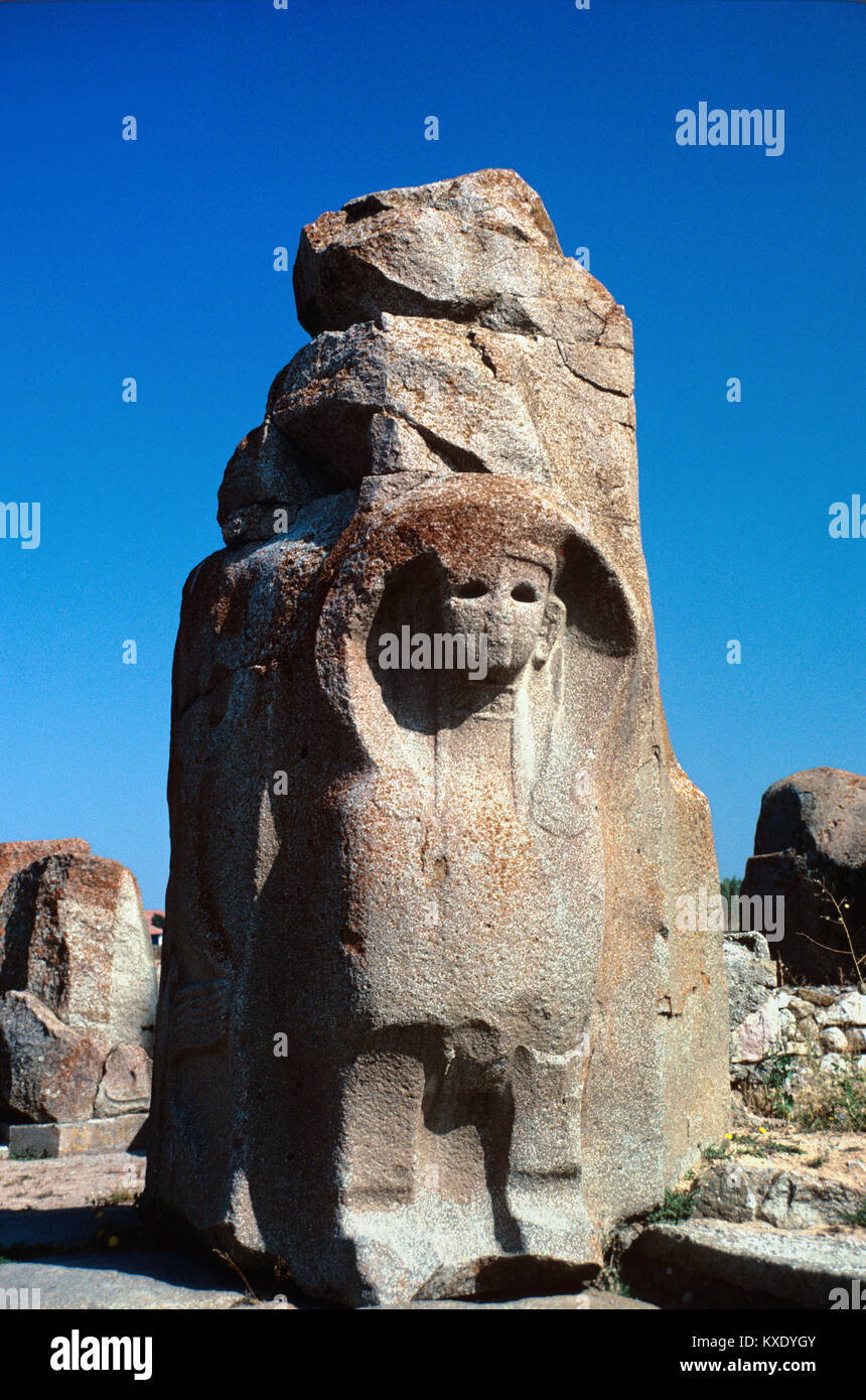 Sphinx Gate or Town Gate to the Hittite Town of Alaca Hoyuk (c14th BC) Turkey Stock Photo