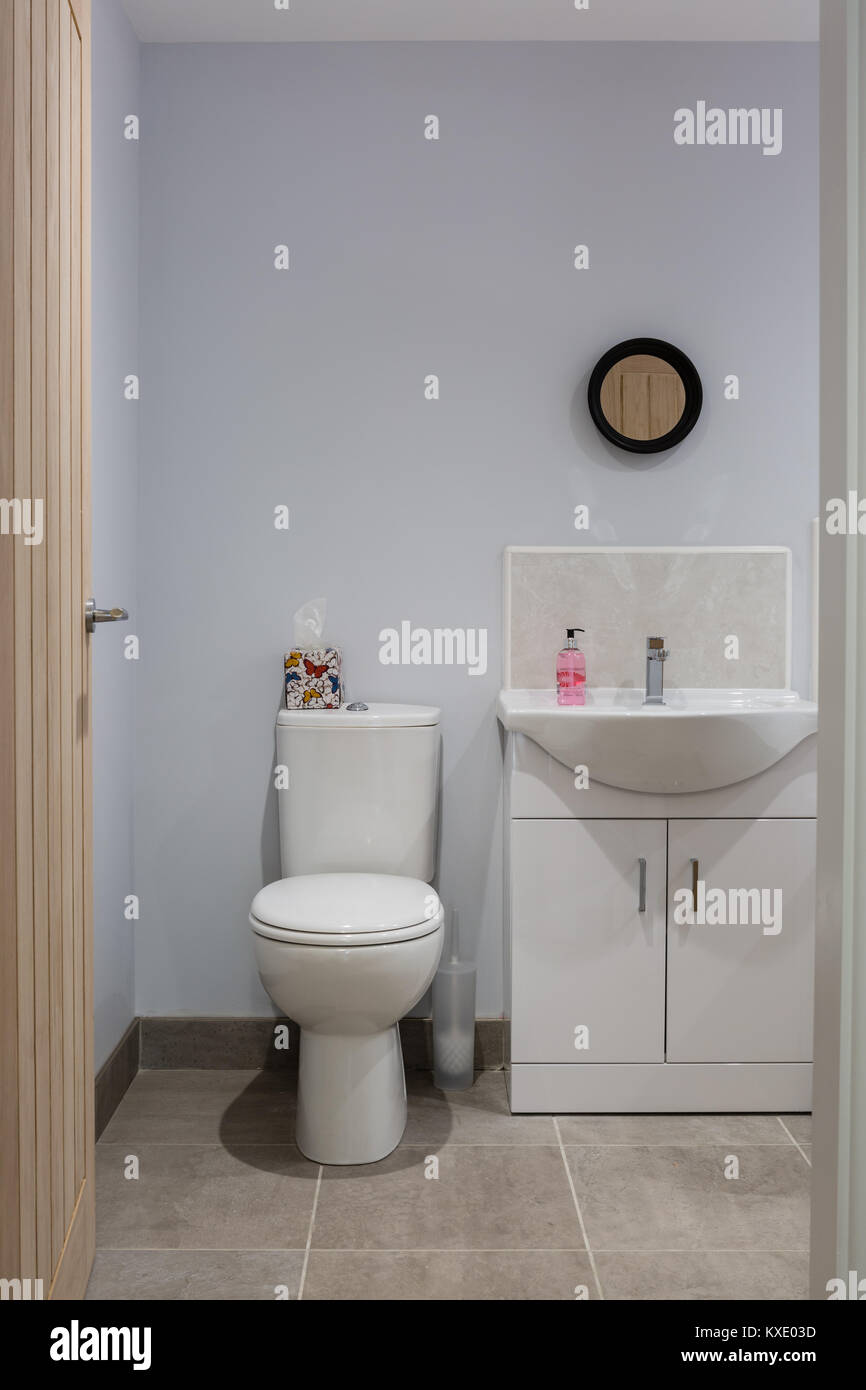 White toilet and hand basin units Stock Photo