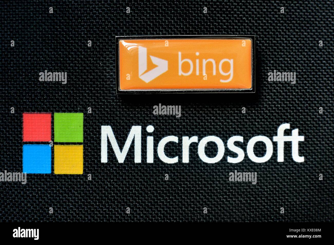 Bing and Microsoft logos Stock Photo