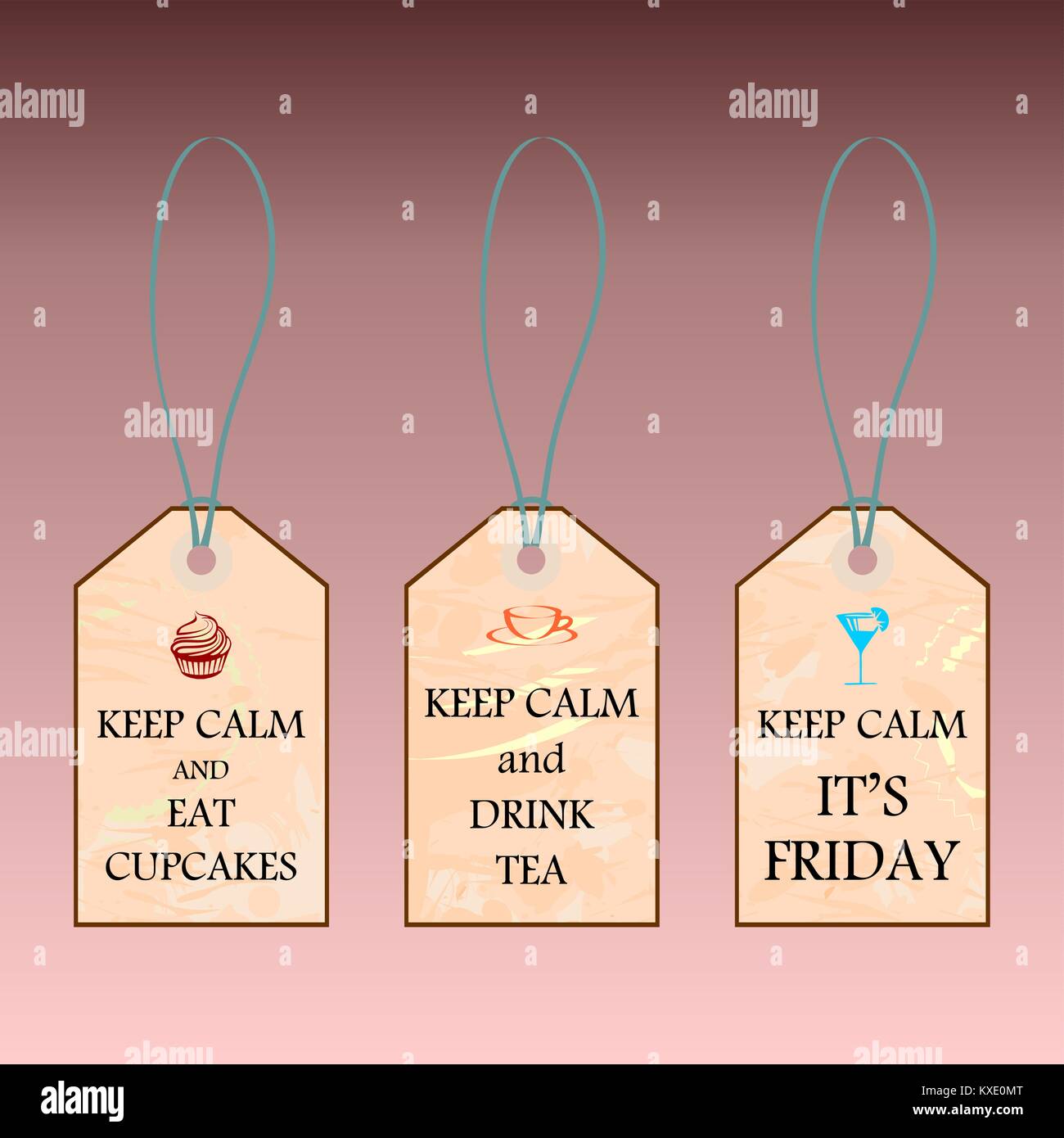 Three labels with Keep calm text Stock Vector