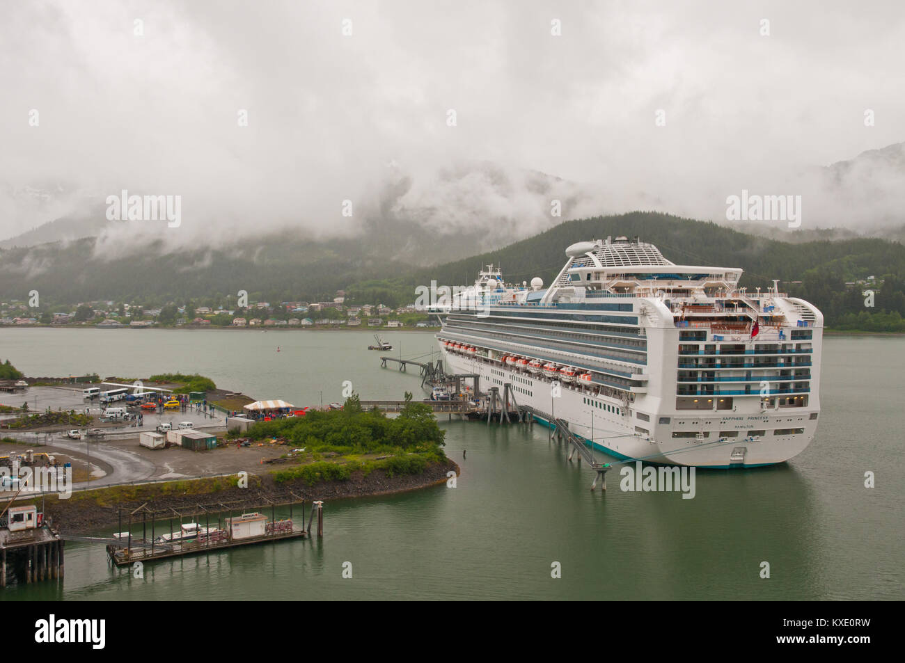 Passenger cruise ship Sapphire Princess anchored at harbor at Juneau, Alaska. Stock Photo