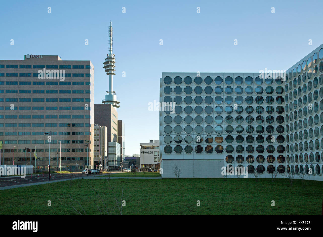 complex of Amsterdam Zuidas development office buildings Stock Photo