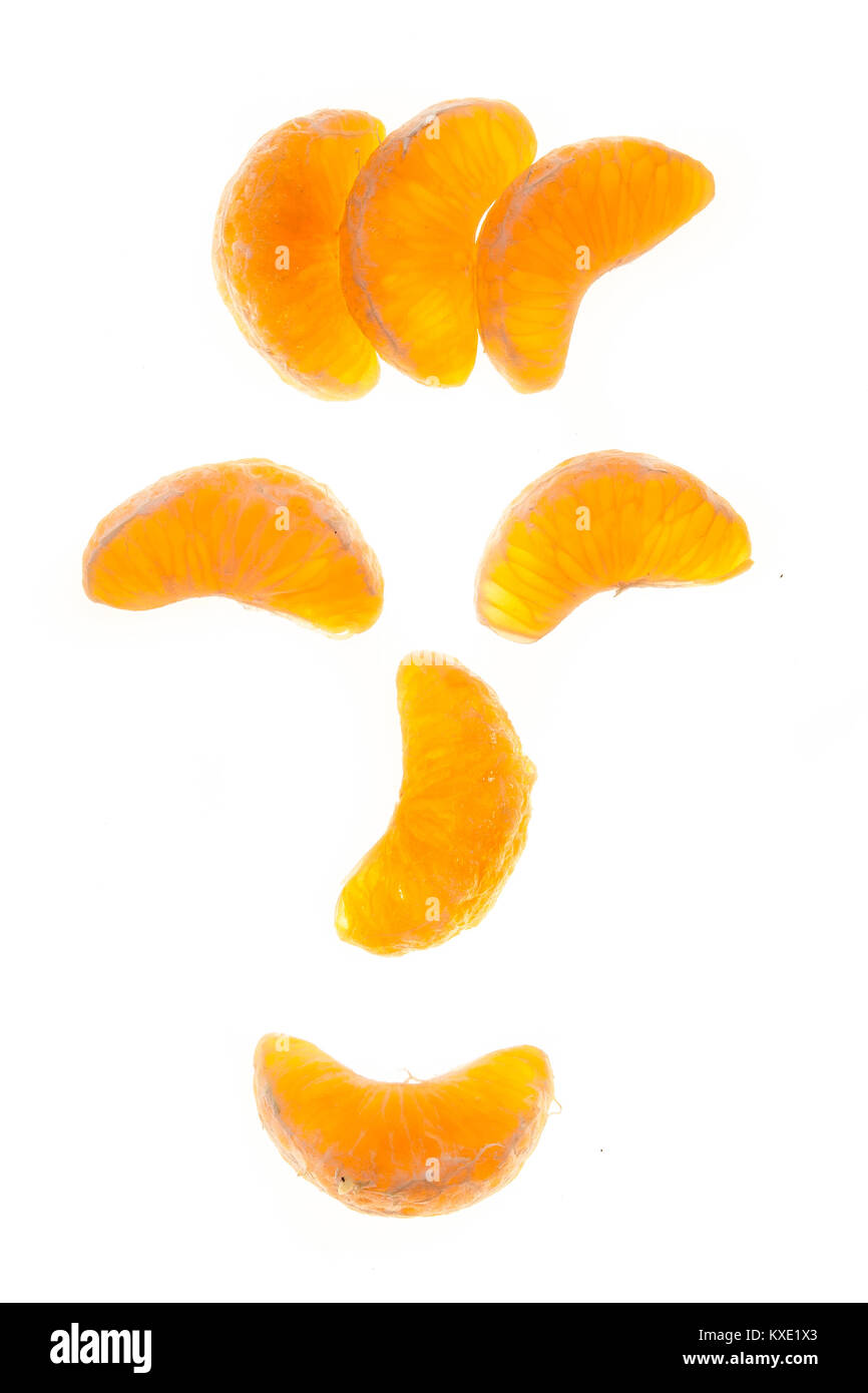 clementine parts on white background Stock Photo Alamy