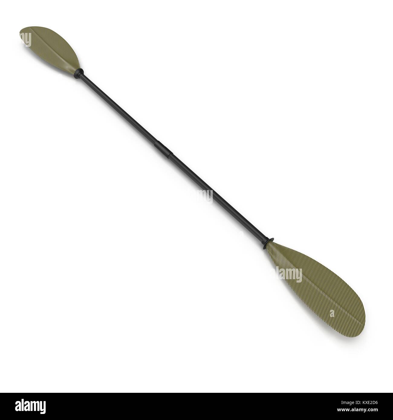Green plastic kayak paddle isolated on white. 3D illustration Stock