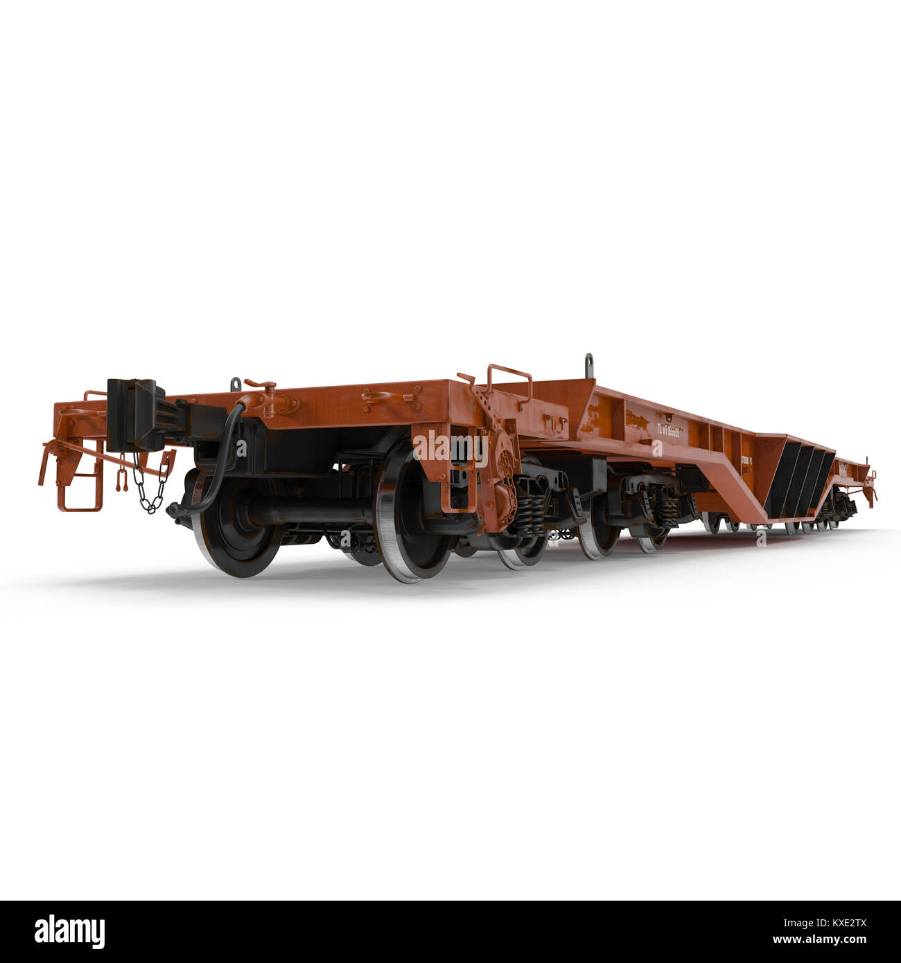 Old flat wagon on white. 3D illustration Stock Photo