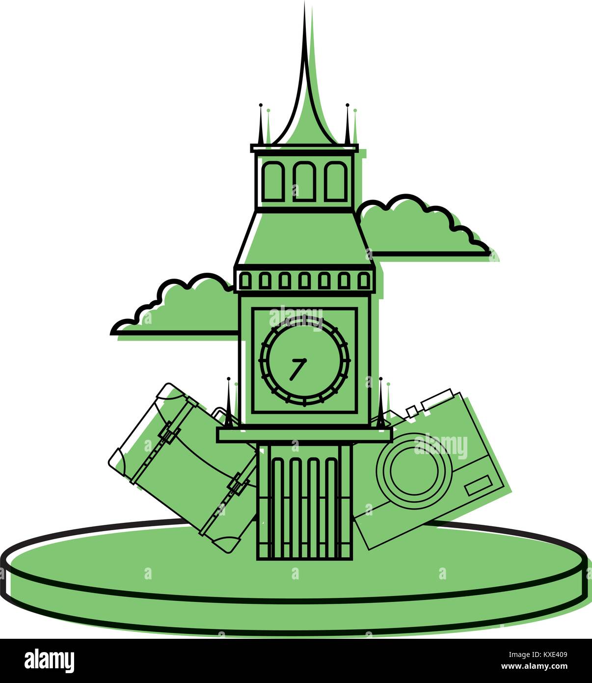 color big ben of london with backpack and camera journey Stock Vector