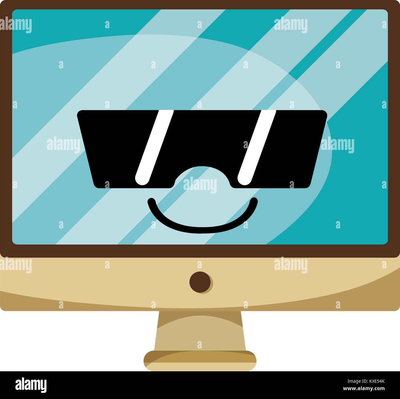 happy computer screen kawaii with sunglasses Stock Vector Image & Art