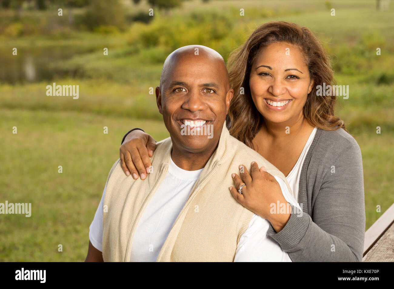 Happy mixed race couple. Stock Photo