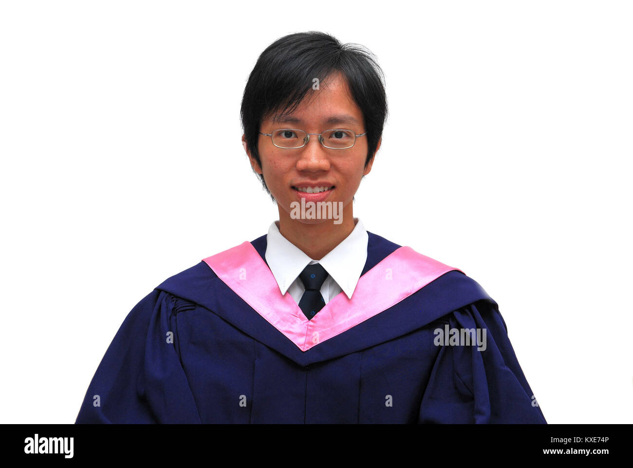 Happy, young Asian student recently graduated from university. Symbolizing life satisfaction and achievements. Also suitable for concepts such as succ Stock Photo
