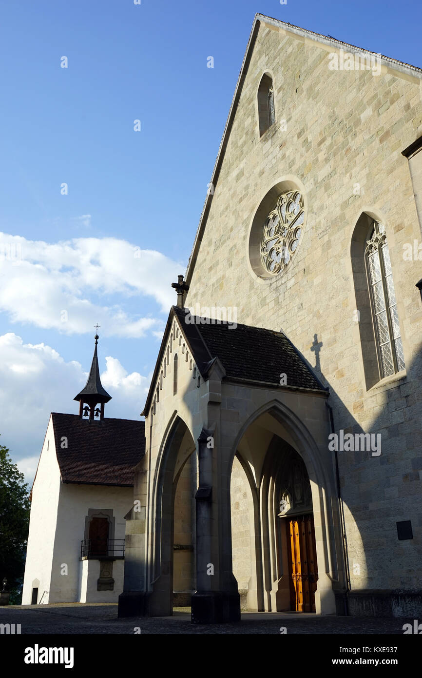 RAPPERSWILL, SWITZERLAND - CIRCA JULY 2016 Entrance of cathedral Stock Photo