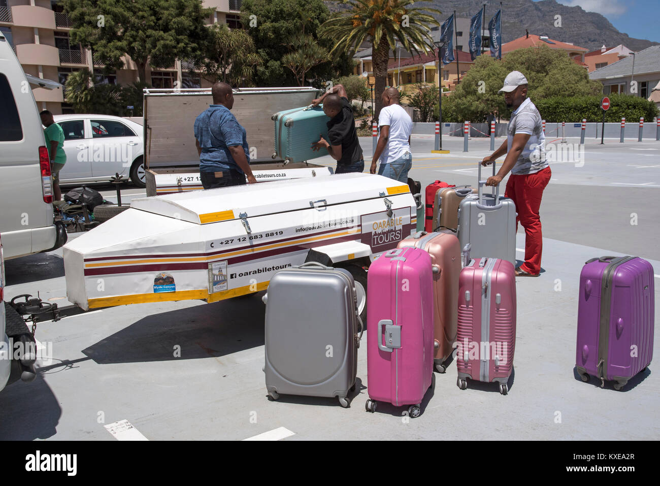 Cape Town South Africa. December 2017, Holidaymakers luggage being