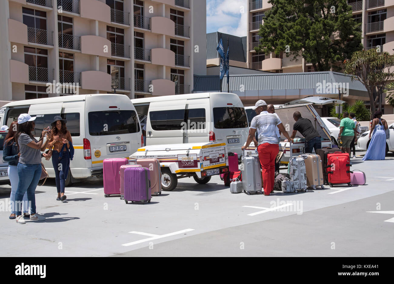 Cape Town South Africa. December 2017, Holidaymakers luggage being