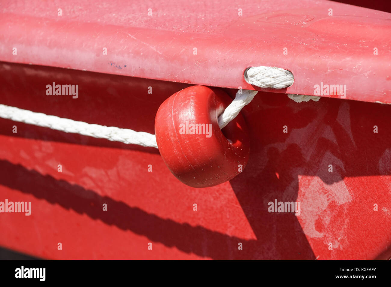 Winch with rope on sailing boat Stock Photo Alamy