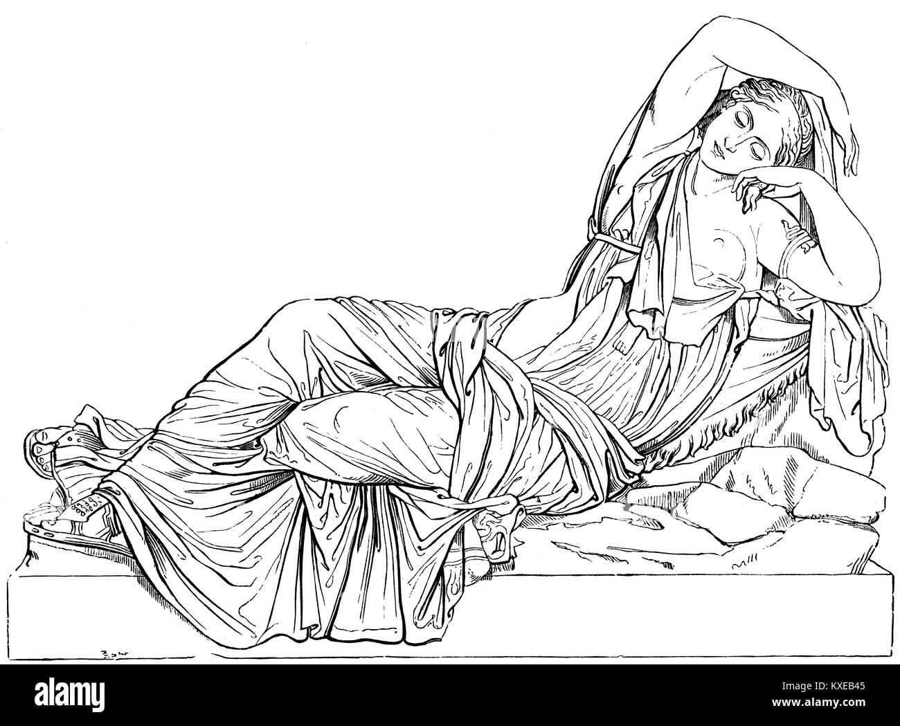 Sleeping Ariadne, the daughter of Minos, King of Crete in Greek mythology Stock Photo