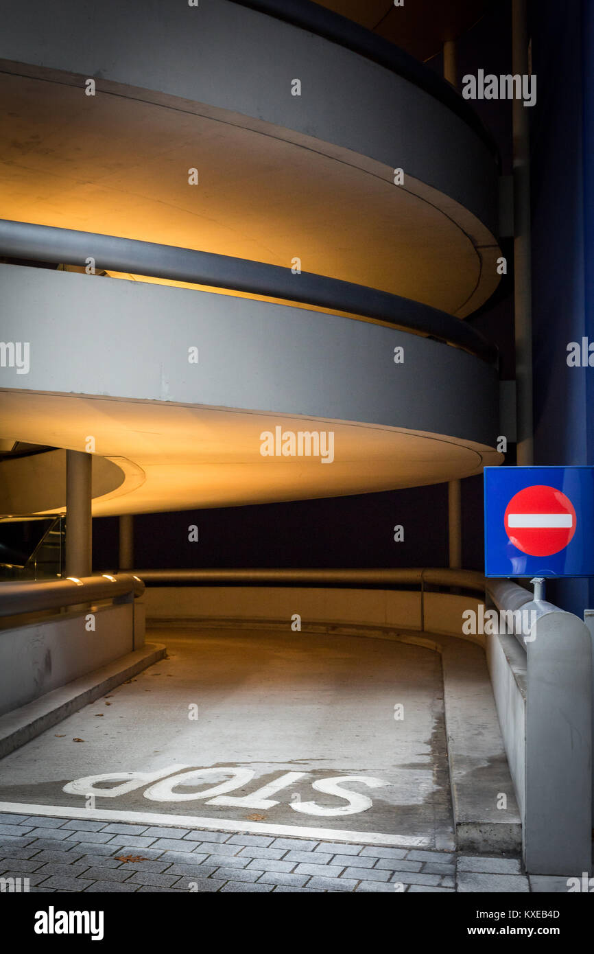 Stop Sign By Ramp Car park ramp hi-res stock photography and images - Alamy