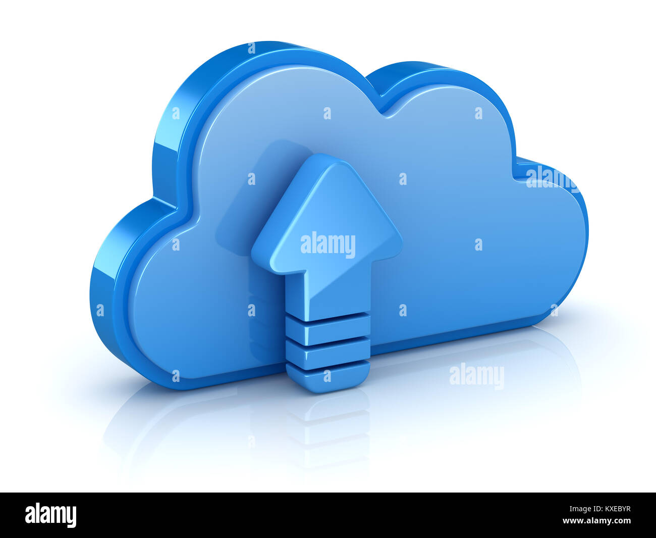 Cloud System Upload Concept , This is a 3d rendered computer generated image. Isolated on white. Stock Photo