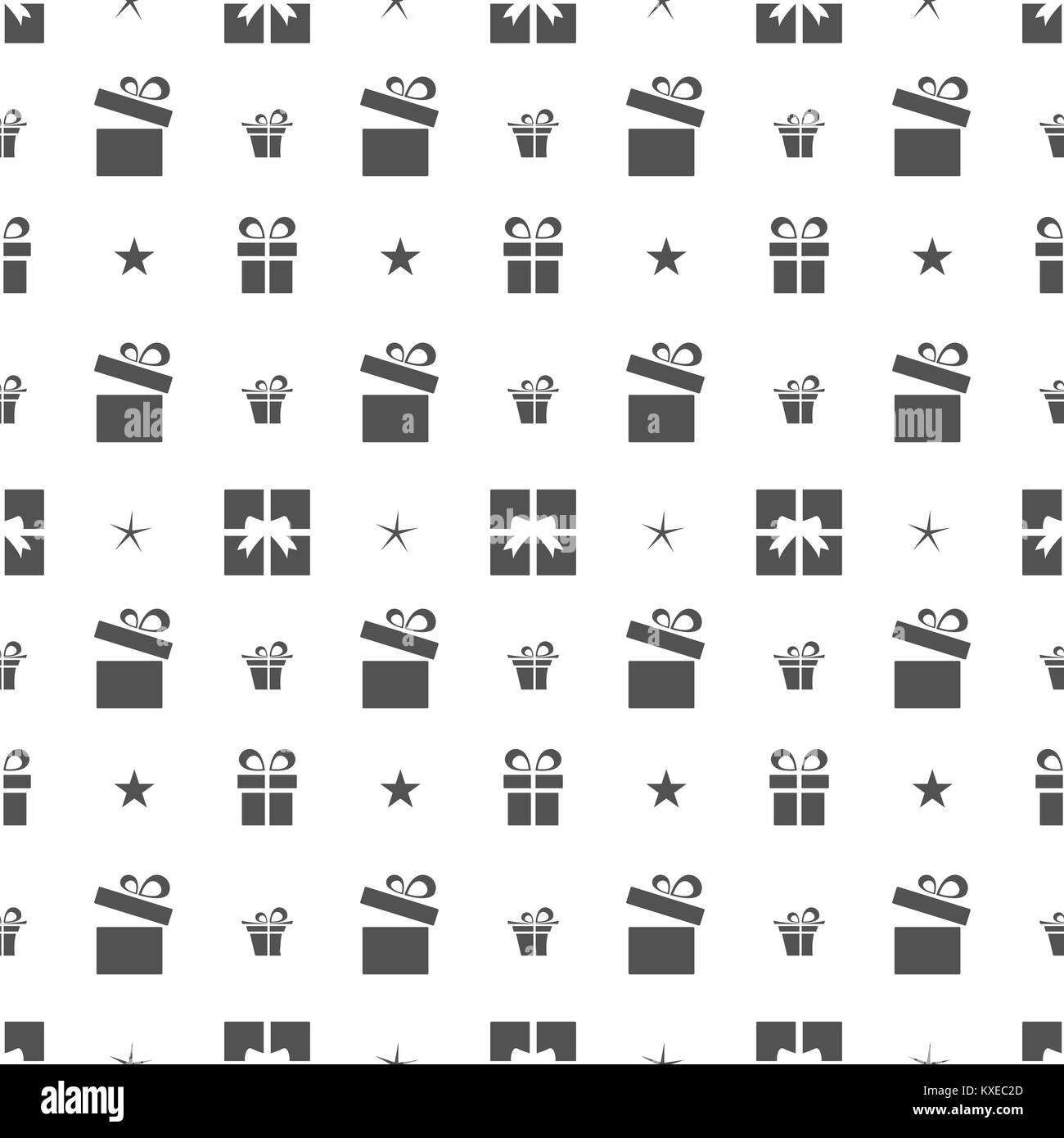 Christmas seamless pattern with gifts and stars on a white background ...