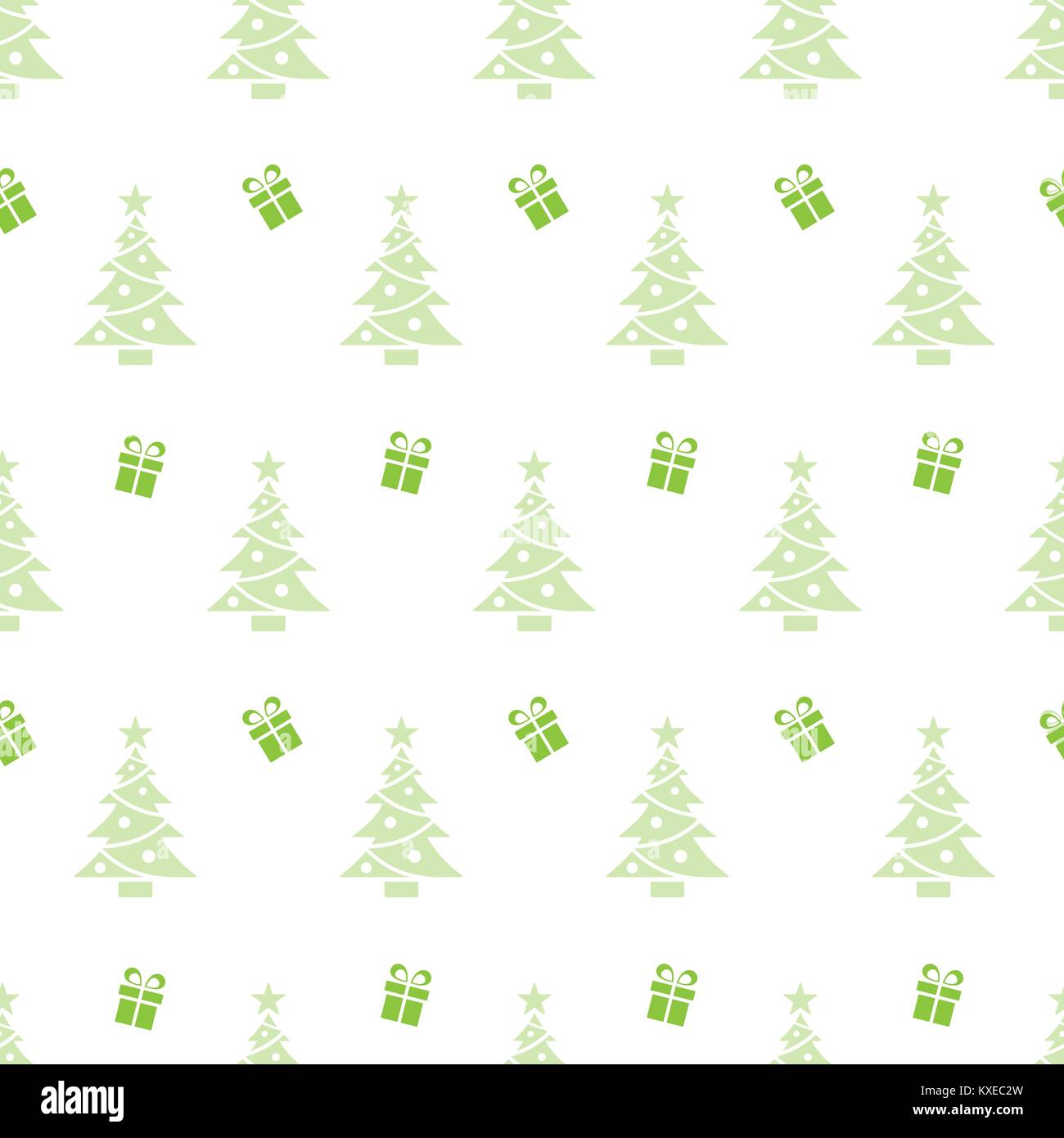 Christmas seamless pattern with trees and gifts on a white background ...